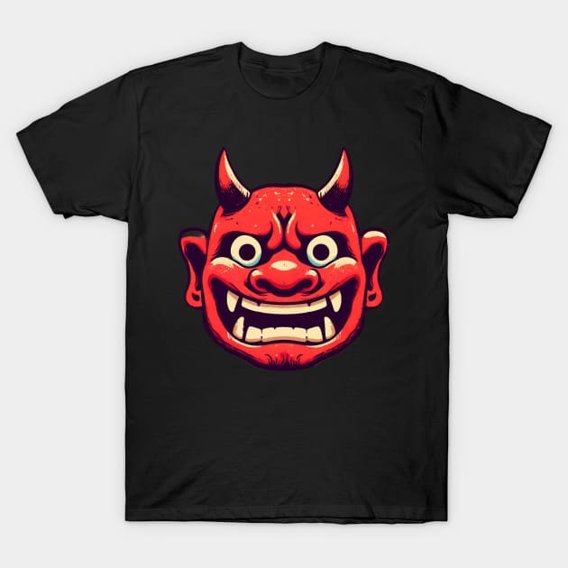 Red cartoon oni demon T-Shirt by Evgmerk